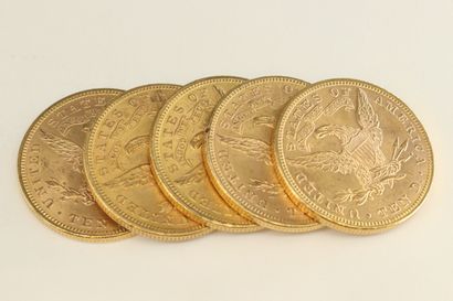 null Cinq pièces en or de 10 dollars " Coronet Head - Eagle " avec devise.

1894...