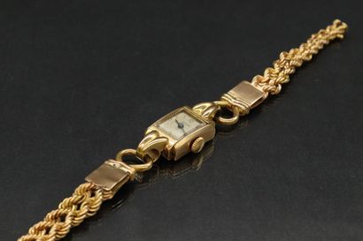 Ladies' wristwatch, square case in 18K (750)...