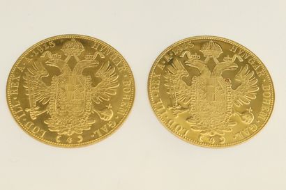 null Lot composed of two pieces of 4 ducats François Joseph I, 1915.

Weight : 27,90...