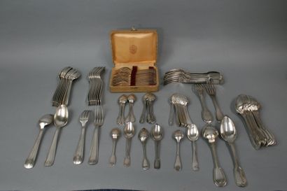 Set of silver cutlery filets model including...