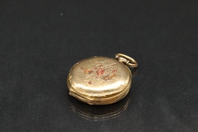 null Neck watch scrap in 18k (750) yellow gold. The bowl with enamel decoration of...