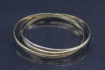 null Three gold bracelet, yellow gold, white gold and pink gold 18k (750). 

Eagle...