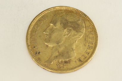 A gold coin of 40 francs Napoleon bareheaded,...