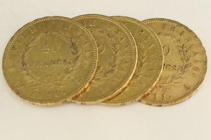 null Quatre pièces en or de 40 francs Napoléon tête laurée, Empire Français

1811...