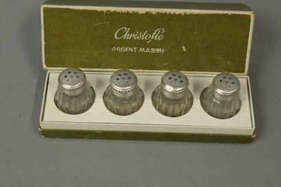 CHRISTOFLE

Four crystal saltshakers, the...