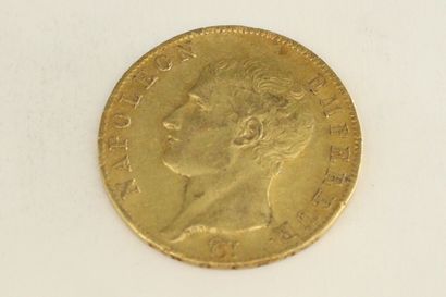A gold coin of 40 francs Napoleon bareheaded,...
