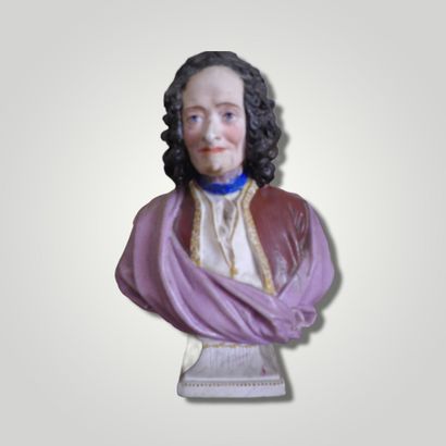 null 
Two busts in polychrome cookie representing Molière and Voltaire. 


Height...