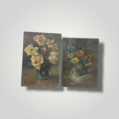 null SARDIN Albert Edmond (1874-1947) 

Two paintings:

- Bouquet of flowers, oil...
