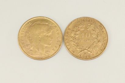 Lot composé de deux pièces en or de 10 franc...