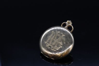 null Pocket watch in 18K (750) yellow gold, white enamel dial with Roman numerals....