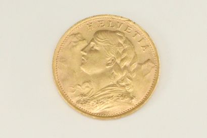 Pièce de 20 francs Helevtia (1935). 
TTB...
