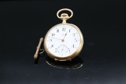 null OMEGA

Pocket watch in 18K (750) yellow gold. Dial with white enamel background,...
