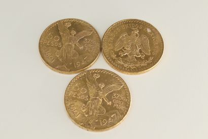 null Lot de 3 pièces en or de 50 pesos

Poids : 124.92 g.