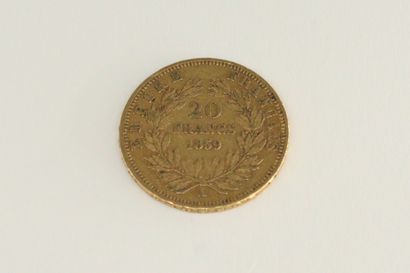 null Gold coin of 20 francs Napoleon bareheaded, 1859 A (workshop : Paris).



Weight...