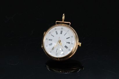 null Neck watch in 18k (750) yellow gold, white enamel dial, Roman numerals for the...