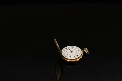 null Neck watch in 18K (750) yellow gold, white enamel dial, Arabic numerals. The...