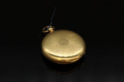 null Pocket watch in 18k (750) yellow gold, dial with guilloché gilt background and...