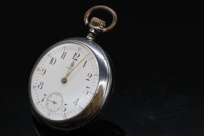 null OMEGA

Metal pocket watch, white enamel dial, sub-dial at 6 o'clock, Arabic...