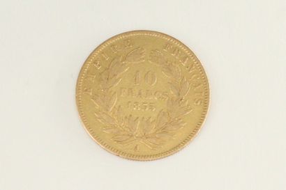 null Gold coin of 10 francs Napoleon III bare head (1855 A) 

Weight : 3.18 g.