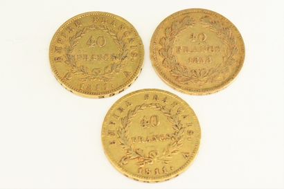 null Lot de trois pièces en or de 40 francs comprenant : 

2 Napoléon tête laurée....