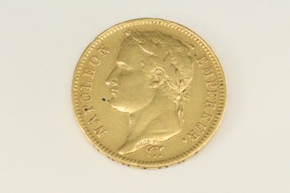 Gold coin of 40 Francs Napoleon 1st laureate...