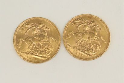 null Lot of two gold sovereigns of 20 francs Geroges V. (1911 and 1912)

TTB to SUP

Weight...