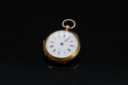 null Neck watch in 18k (750) yellow gold, hour markers with black Roman numerals,...