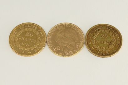 null Lot composed of three coins of 20 francs: 

1/ To the rooster (1902)

2/ To...