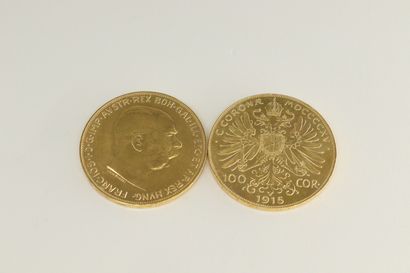null Lot de 2 pièces de 100 couronnes Franz Joseph I

Poids : 67.70 g.