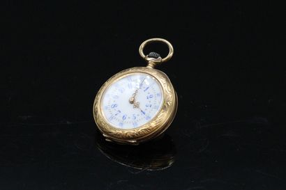null Neck watch in 18k (750) yellow gold, blue Arabic numerals, the bowl decorated...