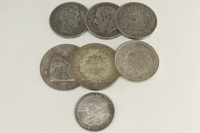 null Lot de 7 pièces en argent XIXe et XXe françaises et belges

Poids : 174 g.