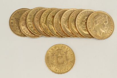 Lot of twelve gold coins including : 
- 1...