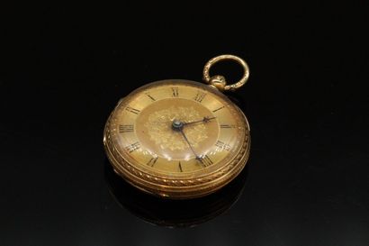 null Pocket watch in 18k (750) yellow gold, dial with gilded background and Roman...