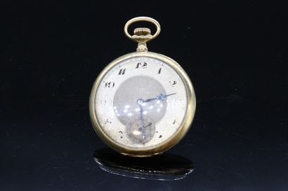 null Pocket watch in 18K (750) yellow gold, champagne dial with Arabic numerals for...