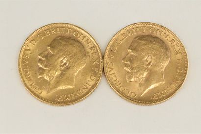 Lot of two gold sovereigns of 20 francs Geroges...