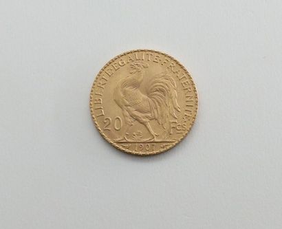 null Gold coin of 20 francs Coq (1907)

Weight : 6.45 g.