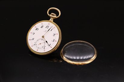 null OMEGA

Pocket watch in 18k (750) yellow gold, dial with white enamel background...