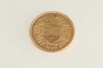 null Gold coin of 20 francs Head Helvetia (1949 B)

TTB.

Weight : 6.45 g.
