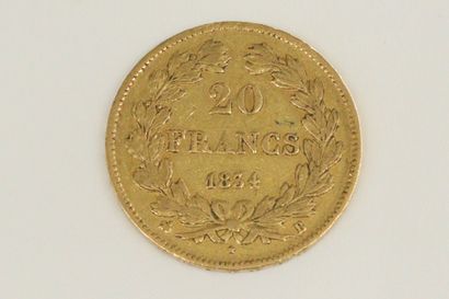 null Gold coin of 20 francs Louis Philippe (1834 B)

VG to TTB.

Weight : 6.45