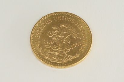 null Gold coin of 20 Mexican pesos (1959)

Weight : 16.70 g.