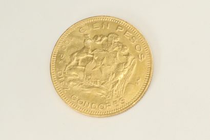 null Gold coin of 100 Chilean pesos. (1952)

Weight : 20.33 g