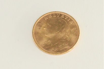 null Pièce en or de 20 francs Tête Helvetia (1949 B)

TTB.

Poids : 6.45 g.