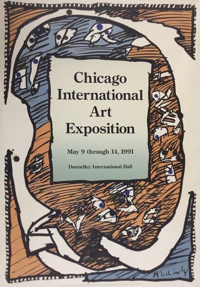 null ALECHINSKY Pierre 

Affiche originale 1991 Chicago International Art Exposition....