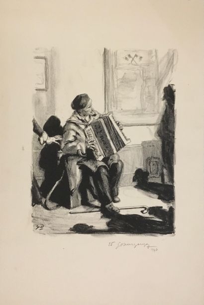 null ANONYMOUS 

Lithograph signed in lower right and dated 1947 "l'accordéoniste"....