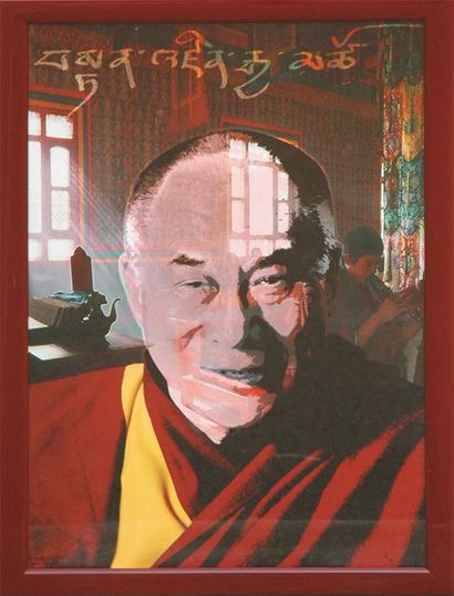 APESTAGUY Francis Le Dalai Lama Photographie colorisée et tirée sur papier baryte....