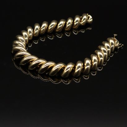 null Bracelet demi-torsade d'or 18K (750) gris. 

Longueur : 18,5 cm environ. - Poids...