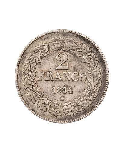 null BELGIQUE

Leopold I, 2 francs argent 1834 (KM9.2)

TTB