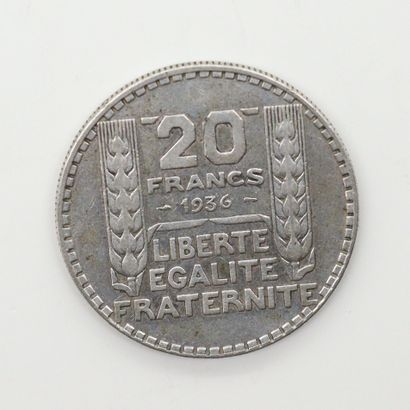 null FRANCE 

IIIe REPUBLIQUE 

20 francs en argent gravée par Turin 1936 

Le franc...