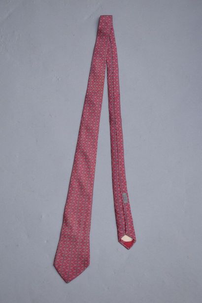 HERMES PARIS 
 
Tie in burgundy silk with...
