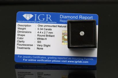 null Diamant "white H" rond sous-scellé.

Accompagné d'un certificat de l'IGR indiquant...
